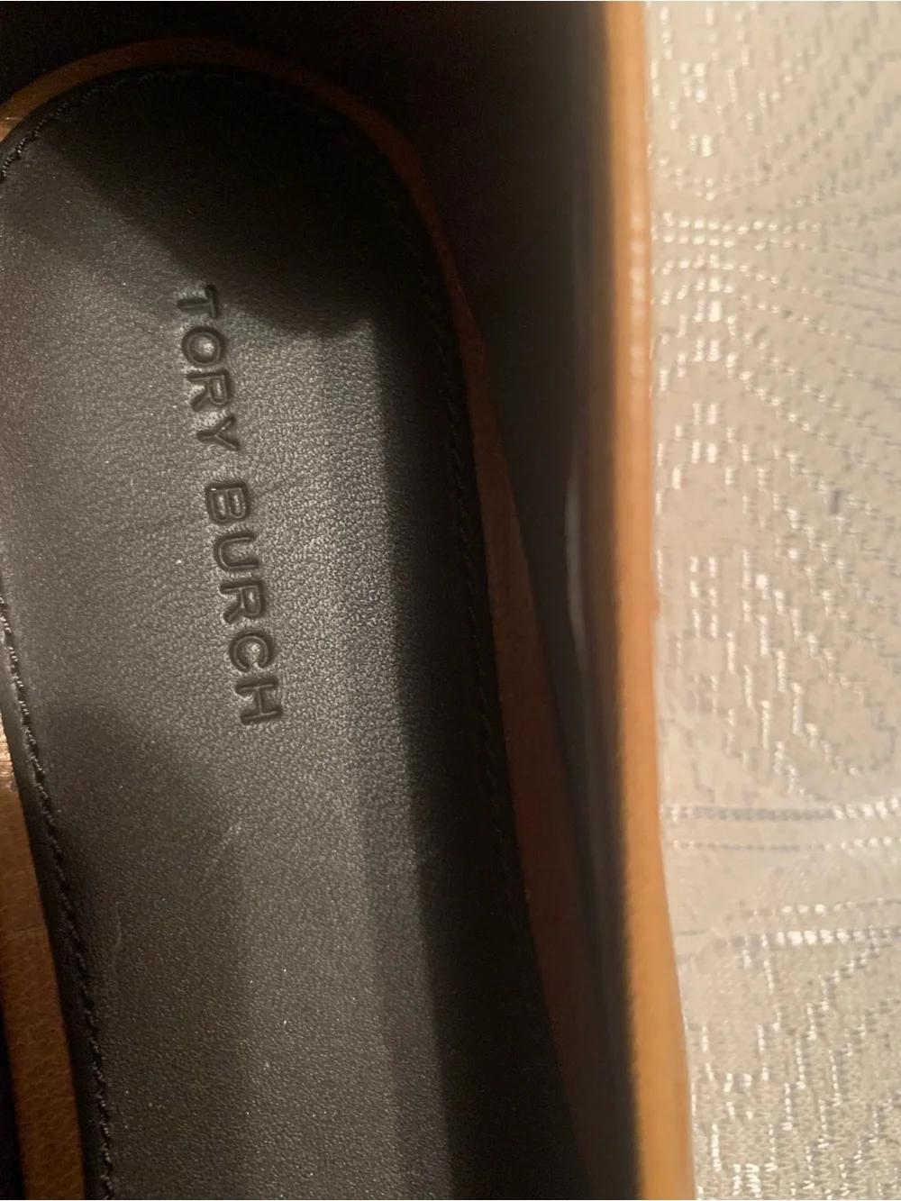 Tory Burch Chestnut Brown Leather Slip-On Loafers with Logo Hardware